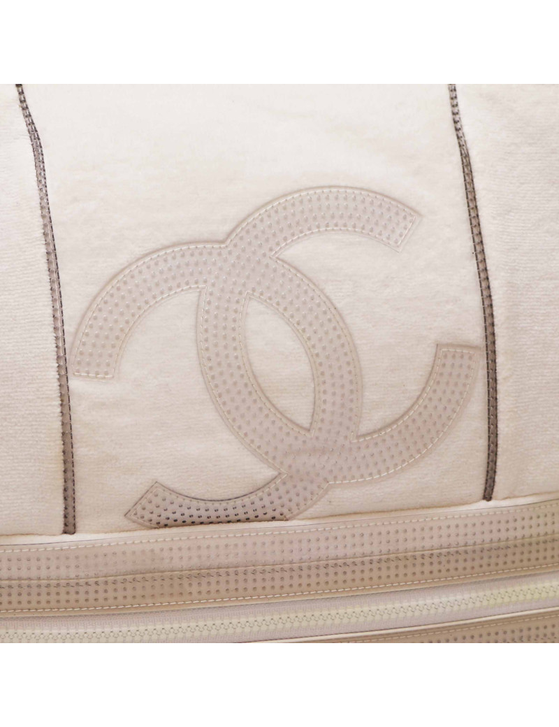 Grand sac de plage CHANEL éponge blanc