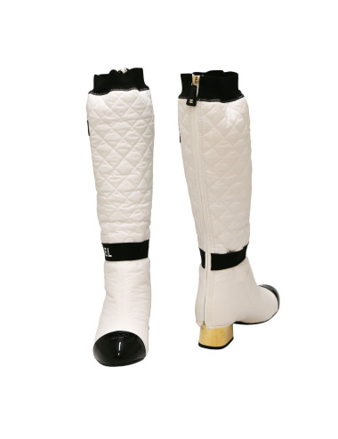 Bottes CHANEL T37  guetres amovibles blanches