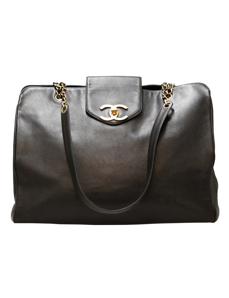 Cabas XL CHANEL cuir caviar noir