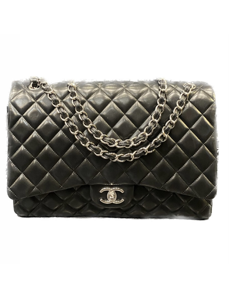 Maxi Jumbo CHANEL cuir d'agneau noir