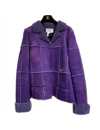 Veste CHANEL peau retournée violette T36 2