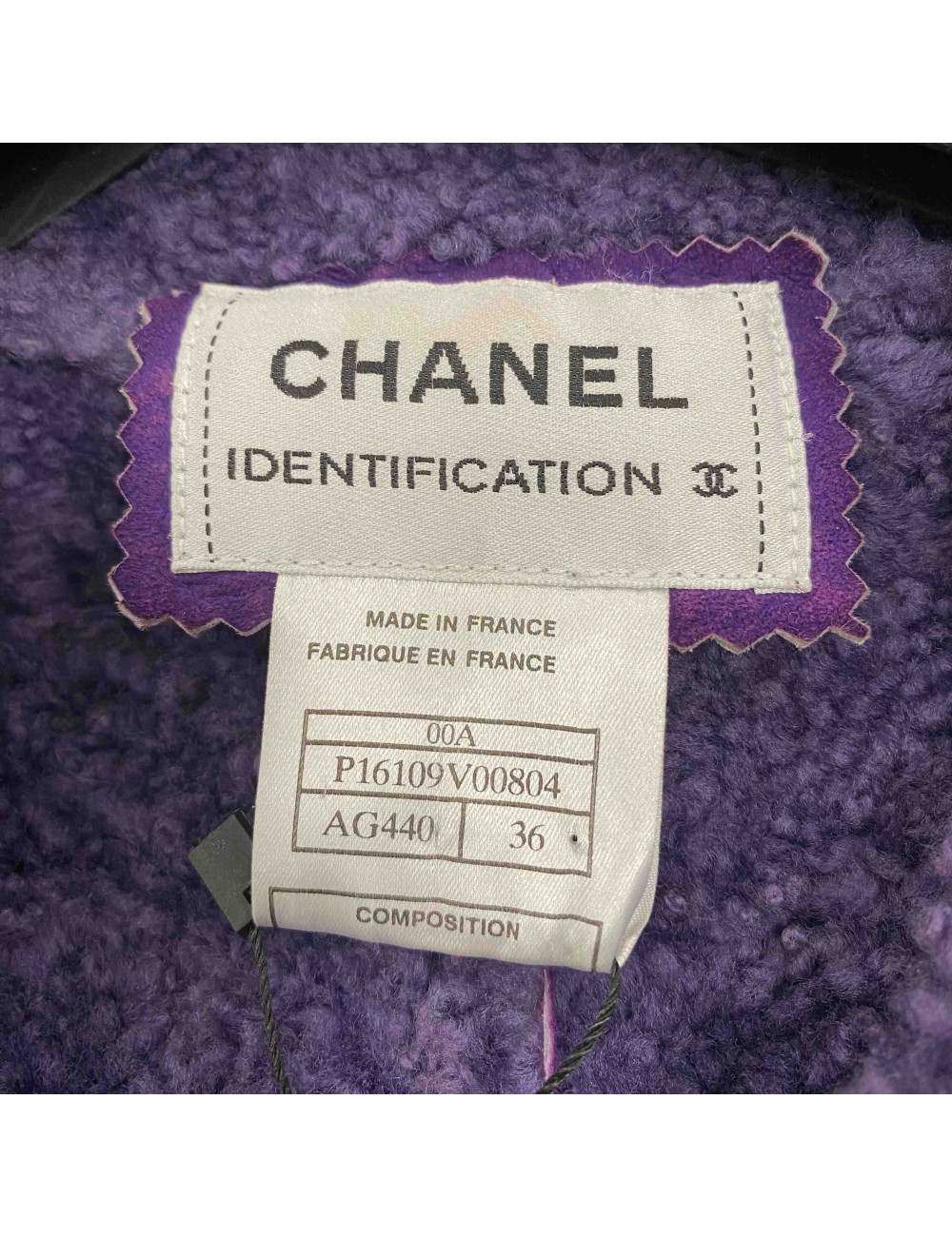 Veste T36 CHANEL peau retournée violette