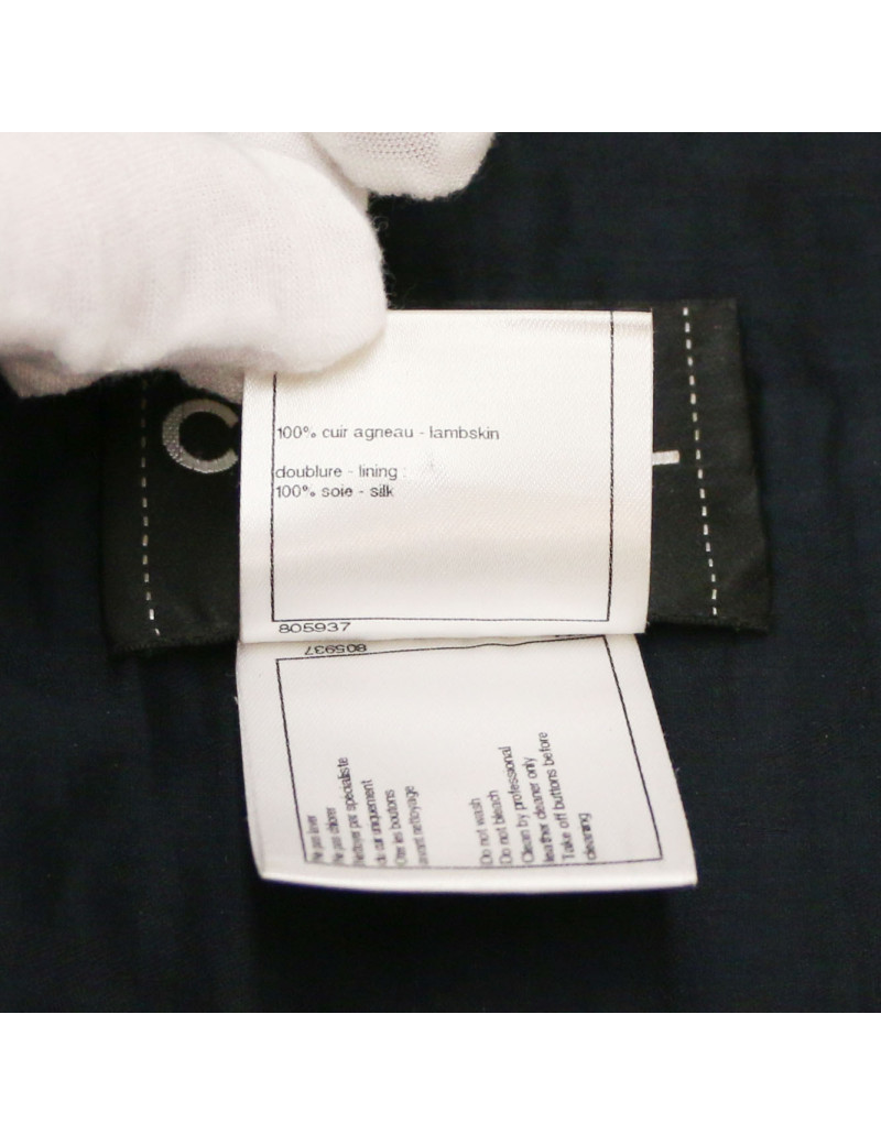 Veste courte T 38 CHANEL cuir noir 