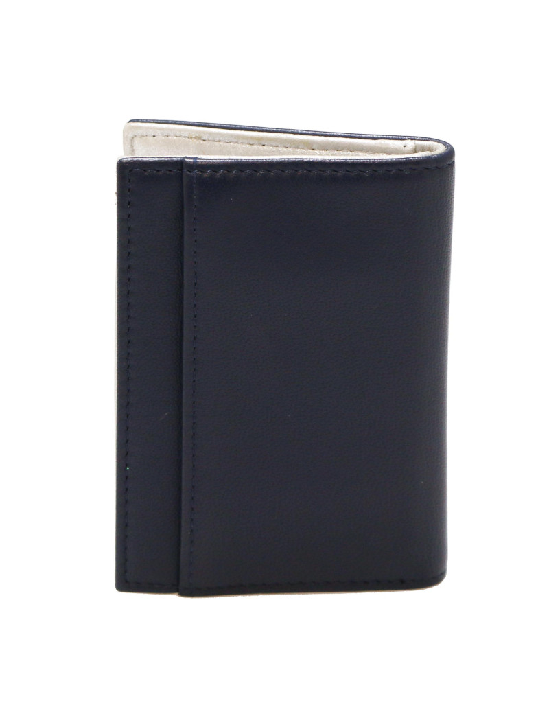 Porte cartes  CHANEL cuir bleu argent