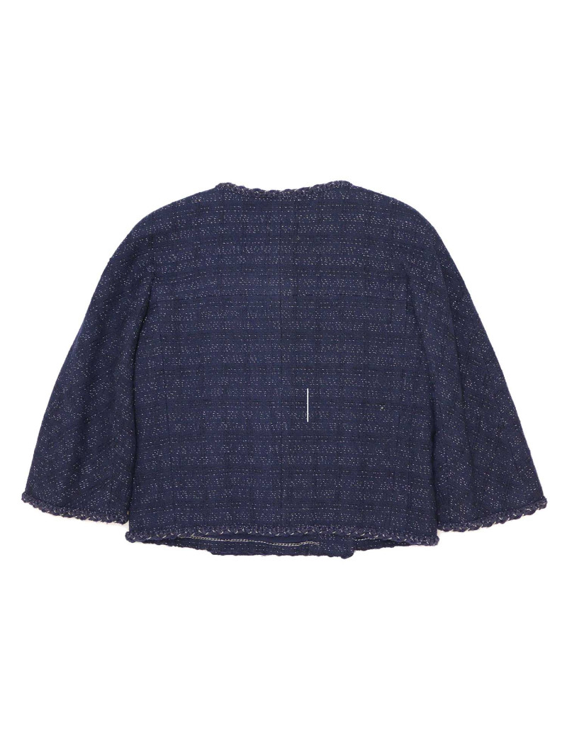 Veste T38 CHANEL tweed bleu fils d'argent