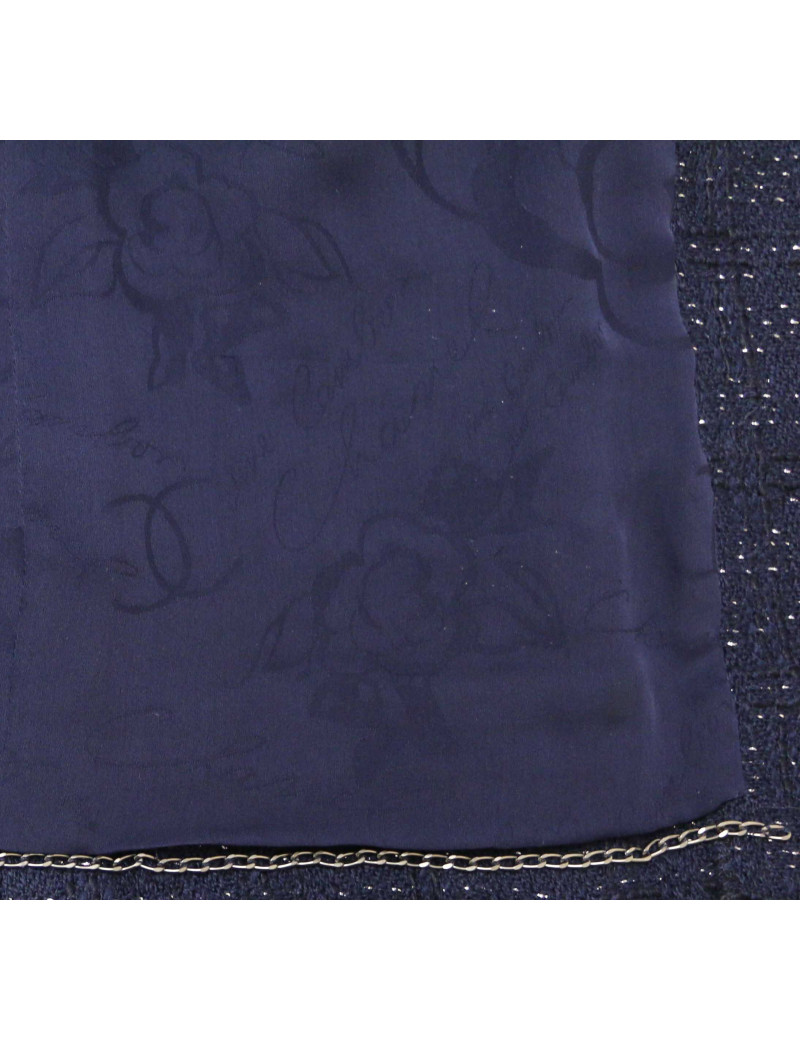 Veste T38 CHANEL tweed bleu fils d'argent