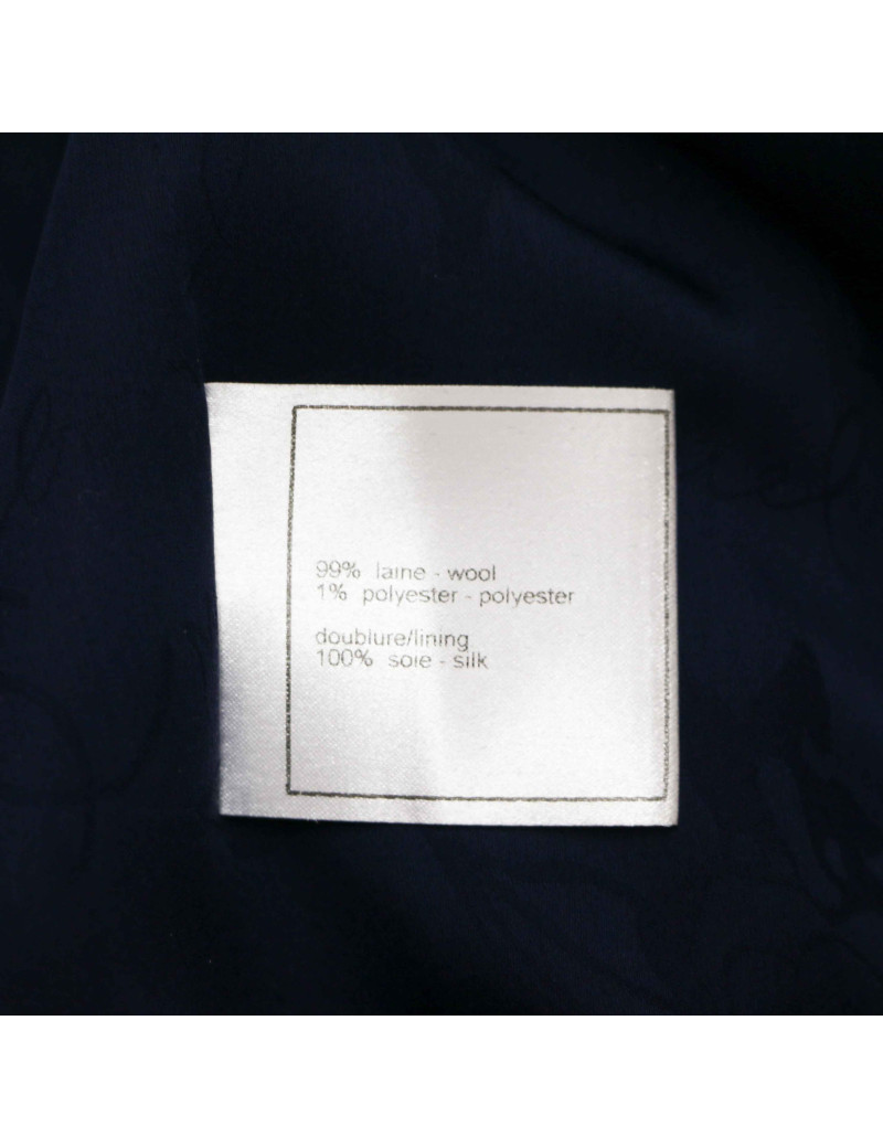 Veste T38 CHANEL tweed bleu fils d'argent