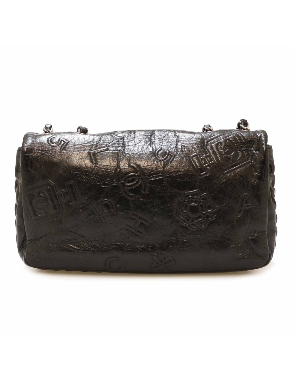 Sac CHANEL cuir embossé noir