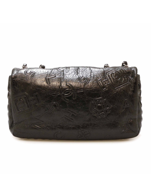 Sac CHANEL cuir embossé noir