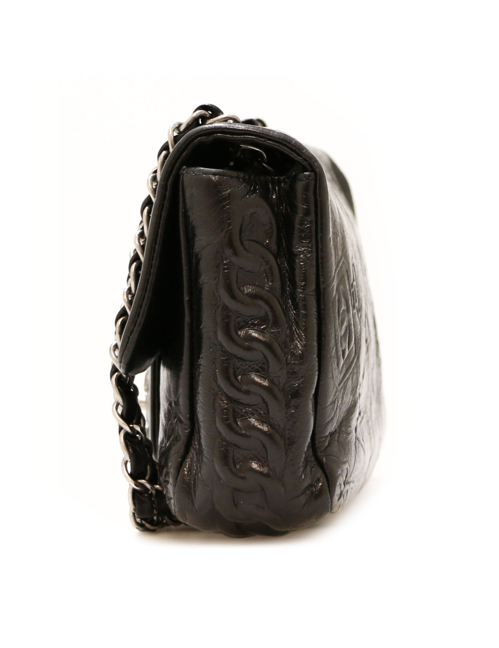Sac CHANEL cuir embossé noir