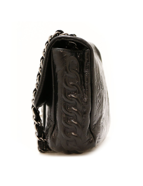 Sac CHANEL cuir embossé noir