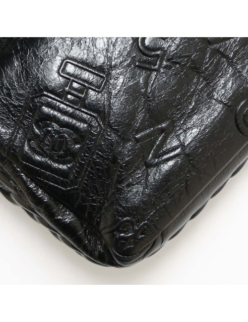 Sac CHANEL cuir embossé noir