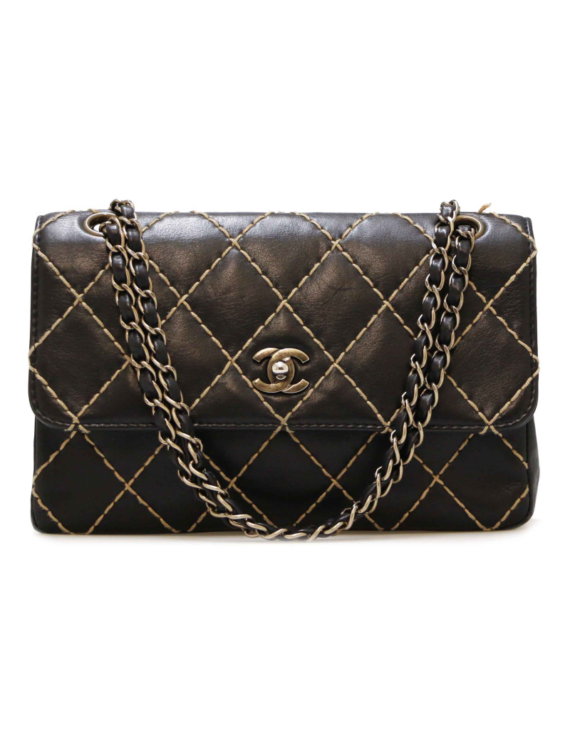Sac CHANEL noir coutures beige