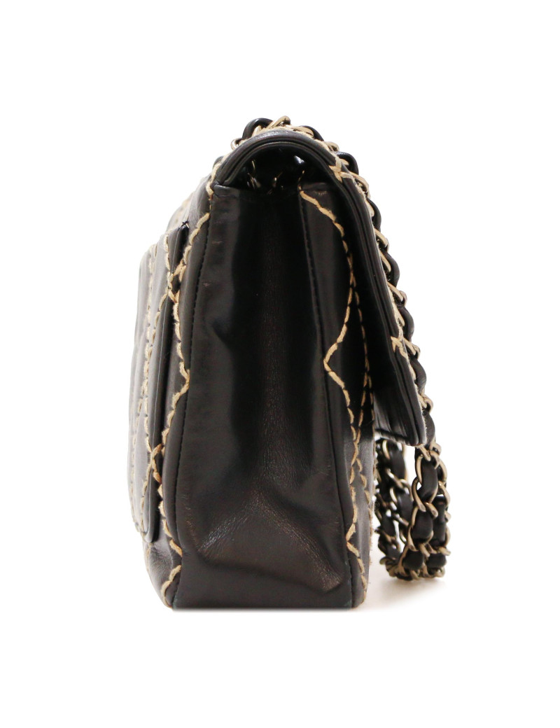 Sac CHANEL noir coutures beige
