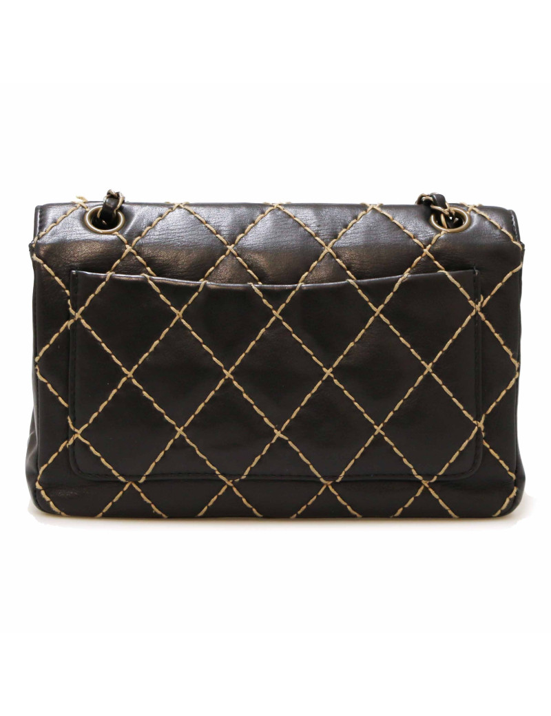 Sac CHANEL noir coutures beige