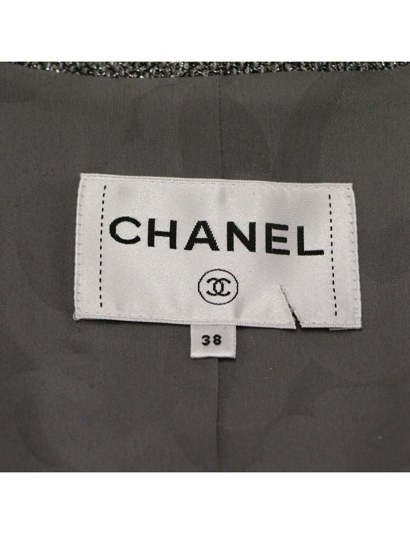 Veste T 38 CHANEL grise fils d'argent