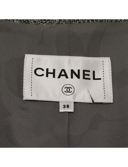 Veste T 38 CHANEL grise fils d'argent
