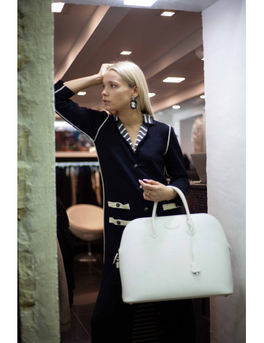 Big bag white epsom leather HERMES bolide