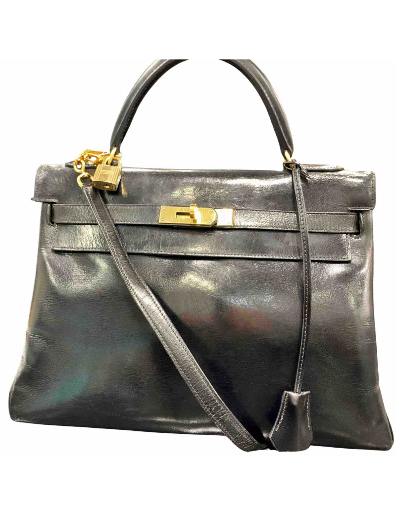 Kelly 32 HERMES box noir Vintage