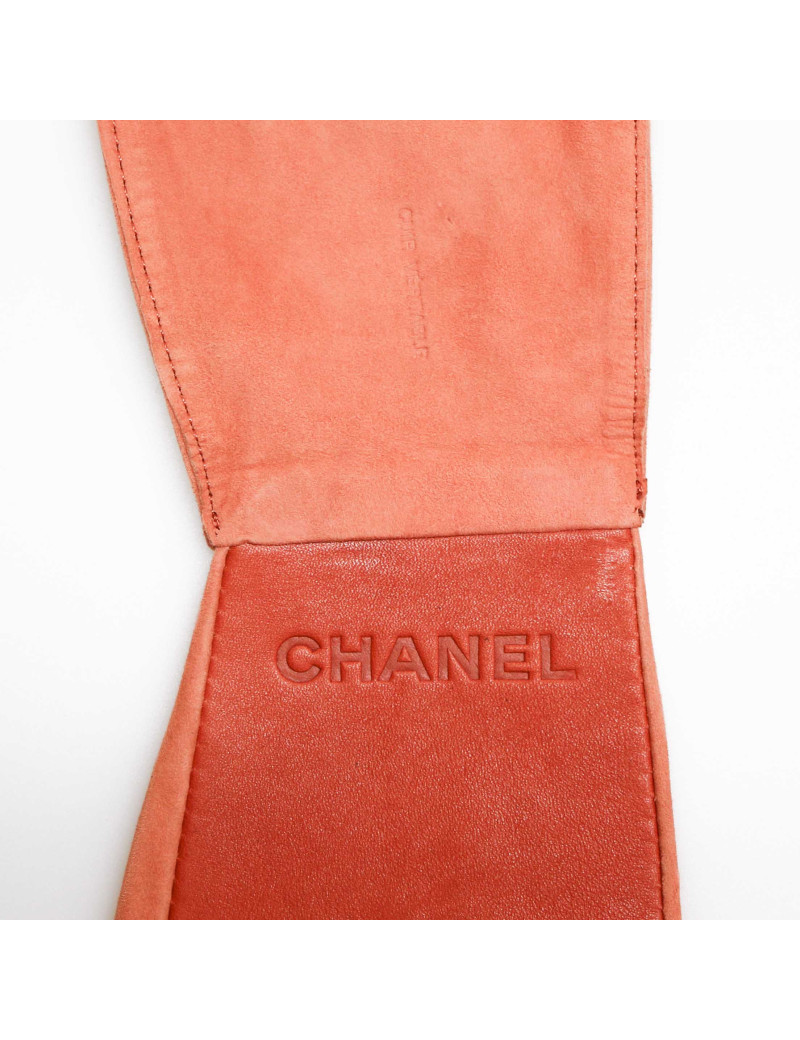 Large ceinture CHANEL veau velours corail