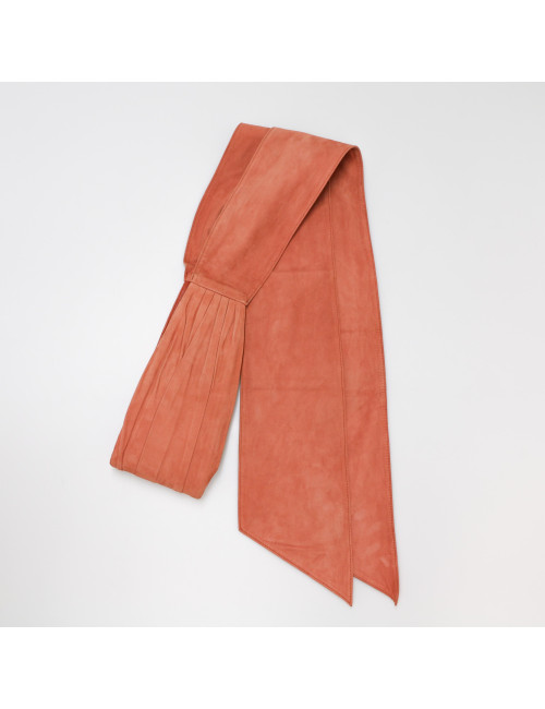 Large ceinture CHANEL veau velours corail