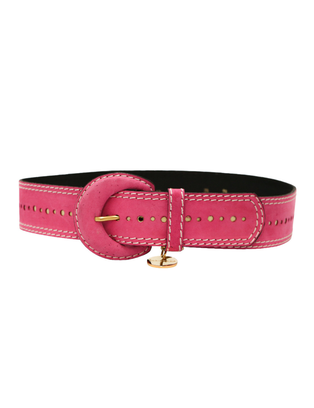 YVES SAINT LAURENT YSL fuchsia leather belt