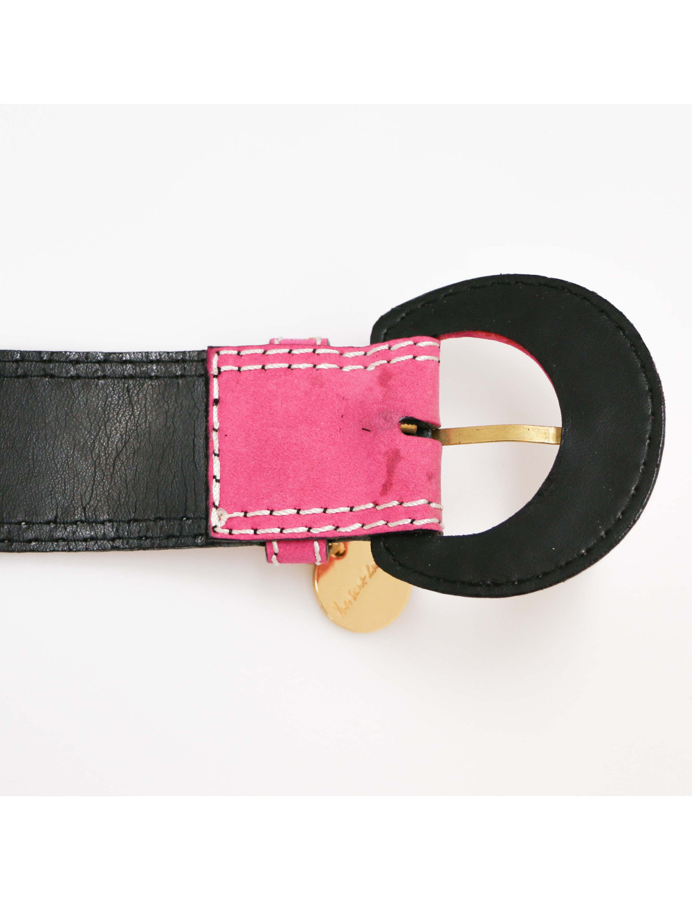 YVES SAINT LAURENT YSL fuchsia leather belt