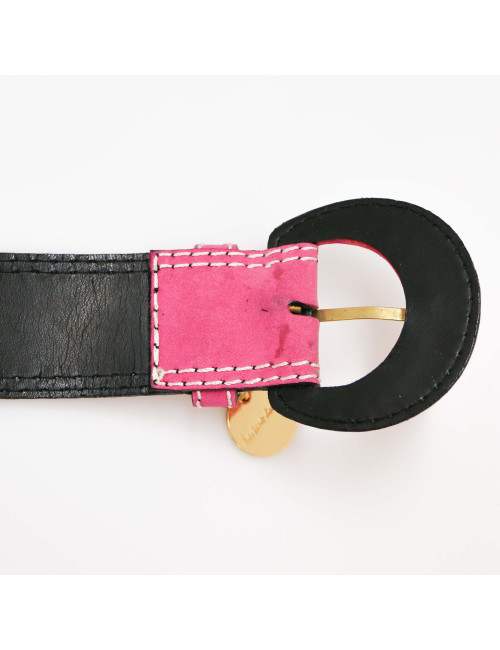 YVES SAINT LAURENT YSL fuchsia leather belt