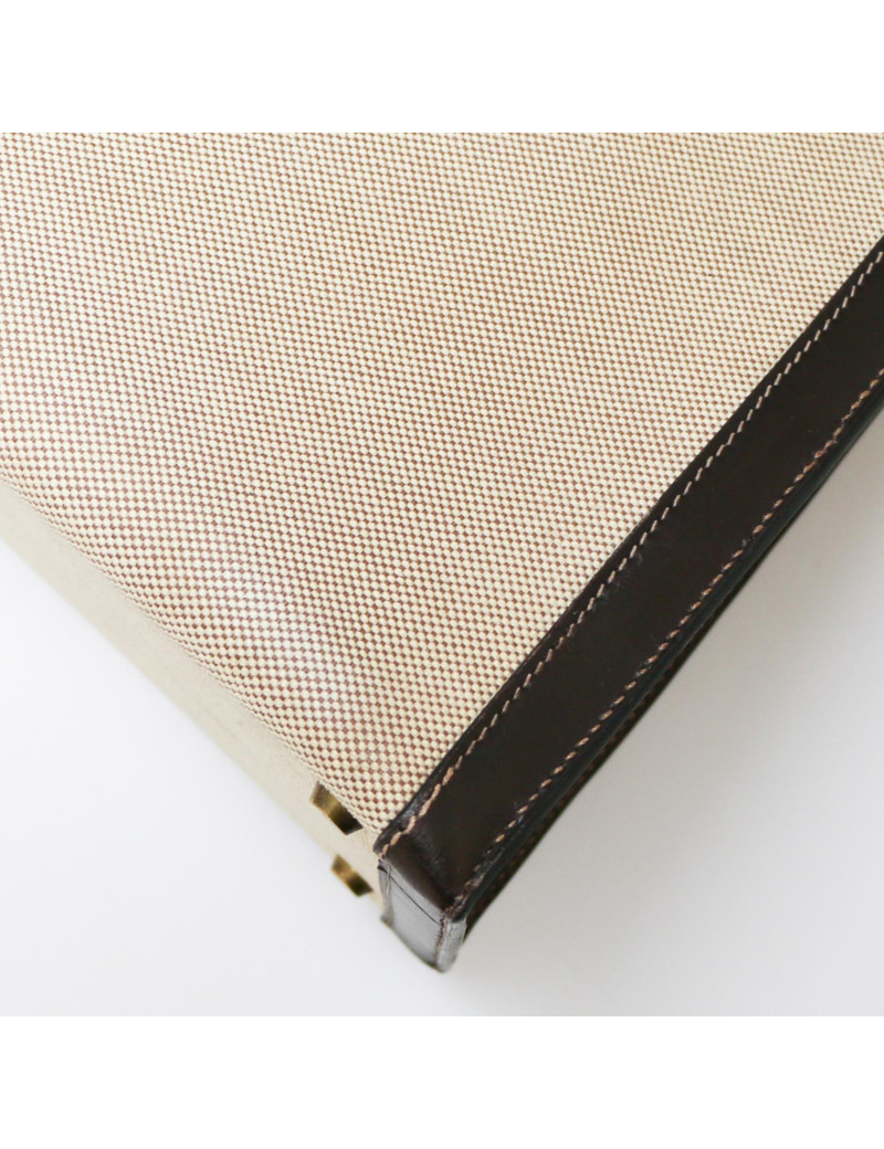 Kelly 35 HERMES toile et cuir marron