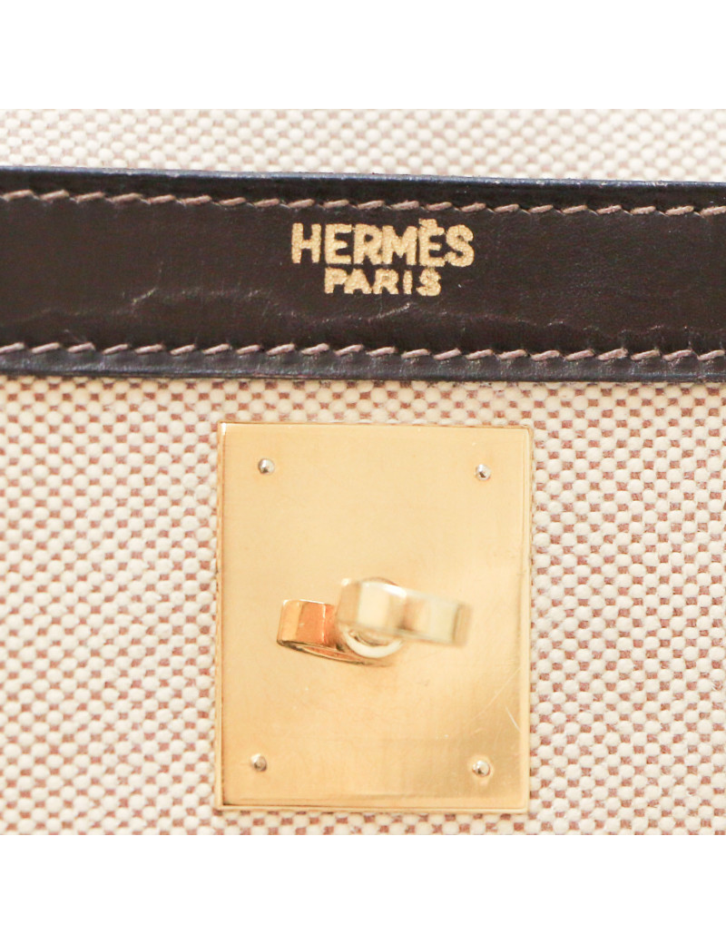 Kelly 35 HERMES toile et cuir marron