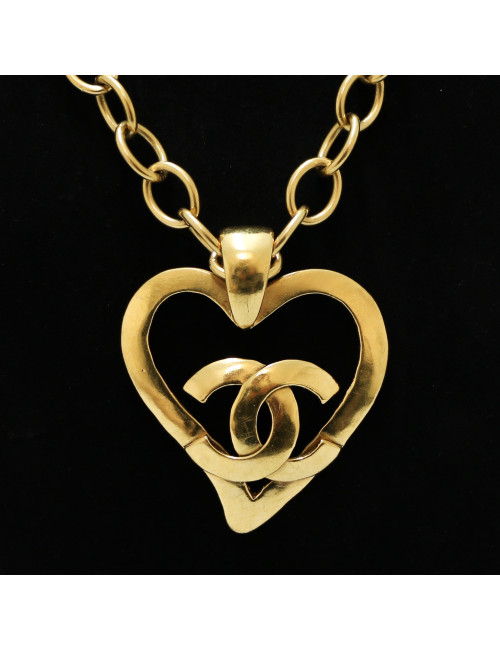 Sautoir cœur CHANEL doré Vintage