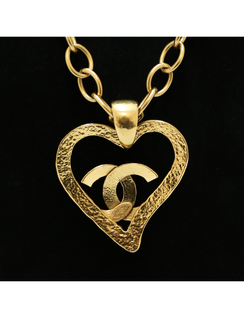 Sautoir cœur CHANEL doré Vintage