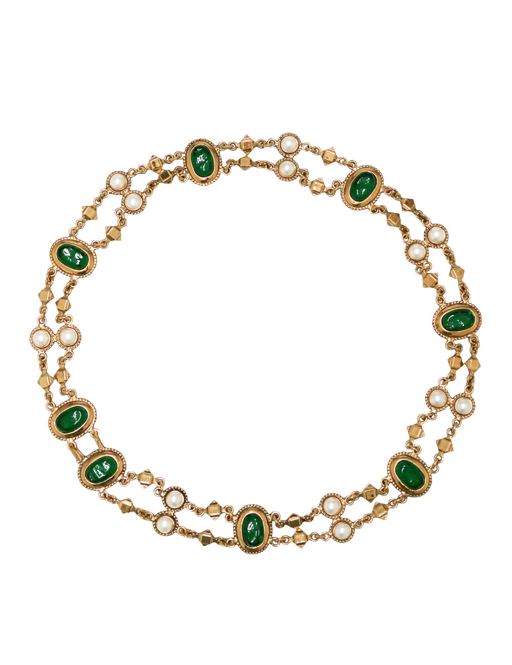 Ceinture CHANEL Vintage pâte de verre émeraude 