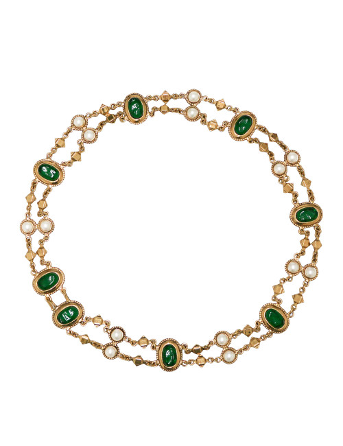 Ceinture CHANEL Vintage pâte de verre émeraude 