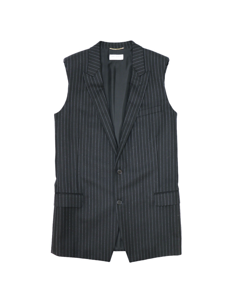 Veste sans manche SAINT LAURENT noir rayée blanc