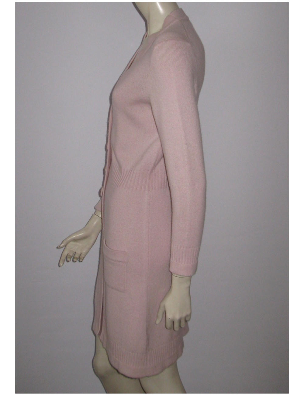 gilet long CHANEL cachemire rose t 38