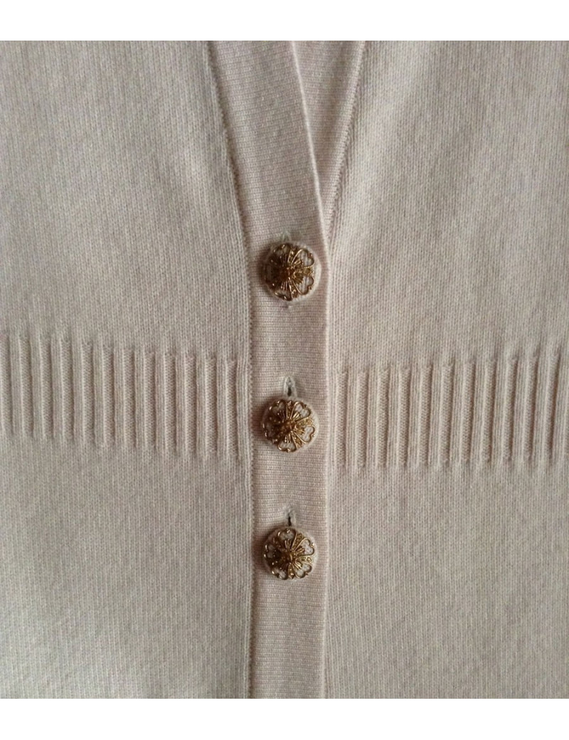 Gilet long CHANEL cachemire rose t 38