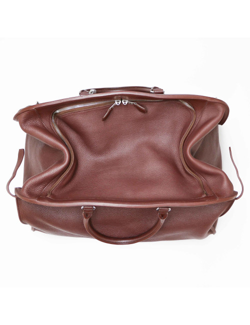 Sac weekend HERMES taurillon clémence marron