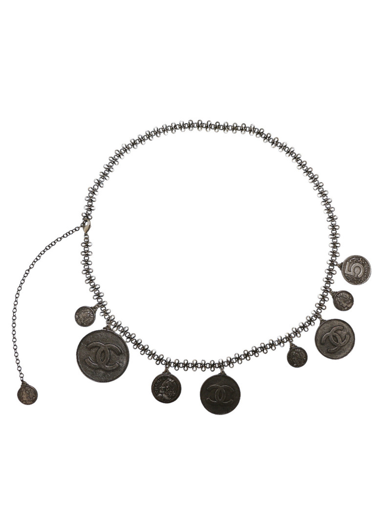 Ceinture sautoir CHANEL pièces argent 