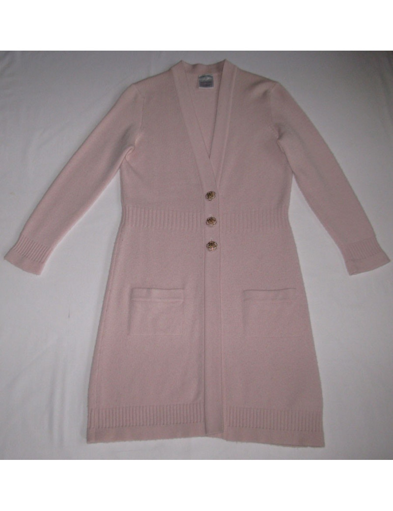 gilet long CHANEL cachemire rose t 38