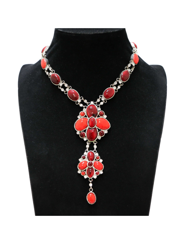 Collier cravate MARGUERITE DE VALOIS pâte de verre