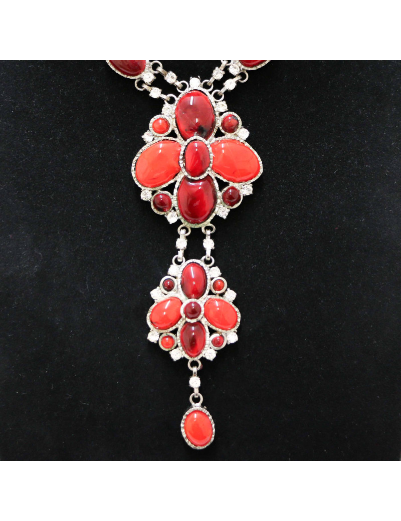 Collier cravate MARGUERITE DE VALOIS pâte de verre 