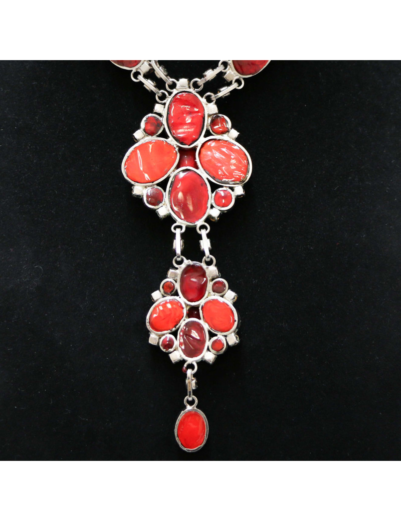 Collier cravate MARGUERITE DE VALOIS pâte de verre 