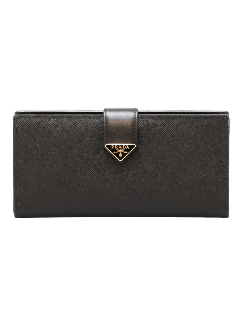 Portefeuille PRADA cuir Saffiano noir 