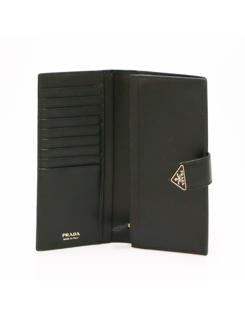Portefeuille PRADA cuir Saffiano noir 
