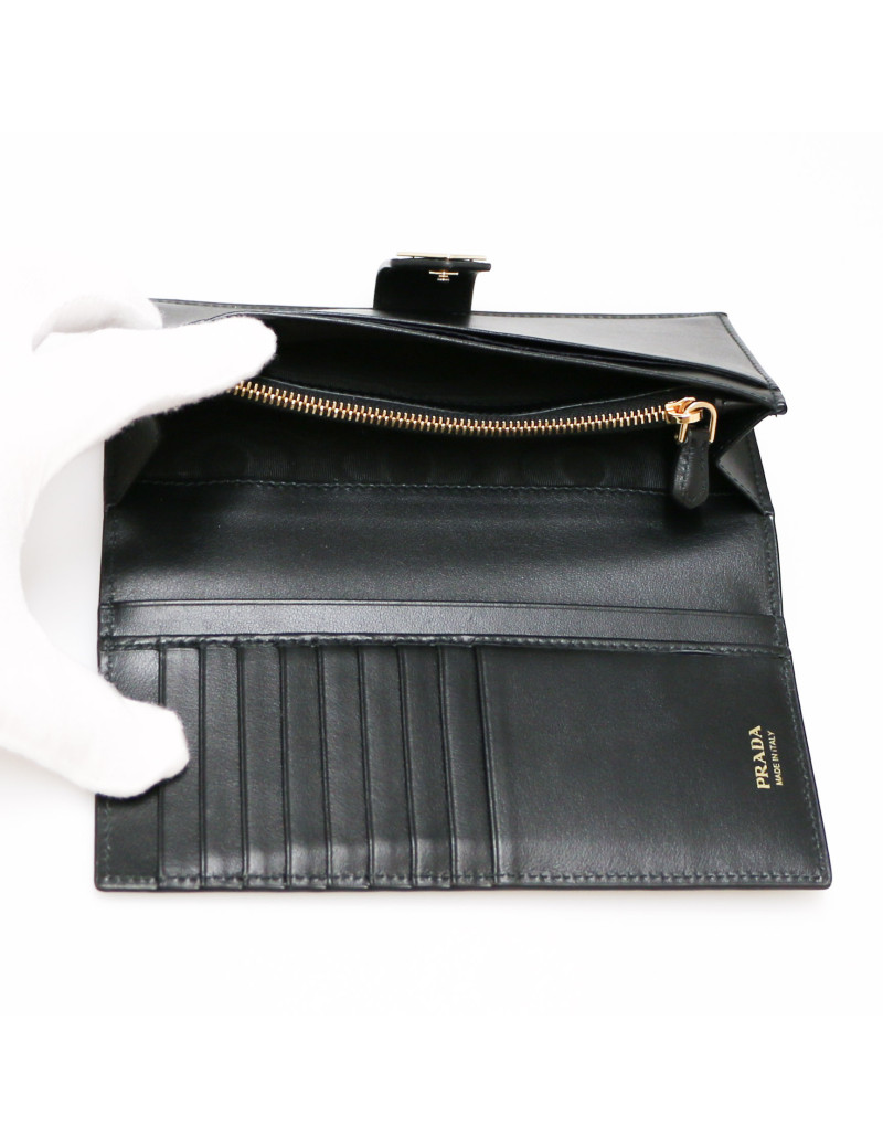 Portefeuille PRADA cuir Saffiano noir 