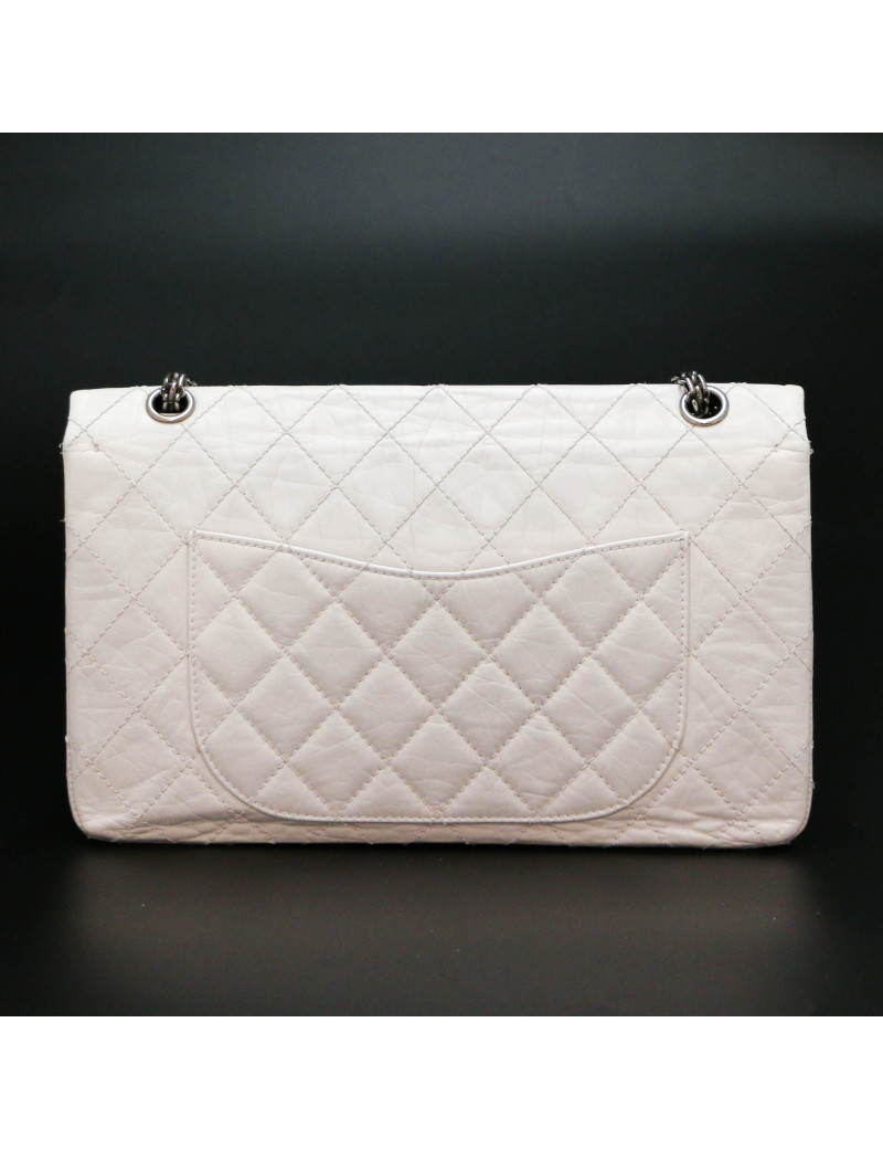CHANEL white crumpled leather Jumbo bag