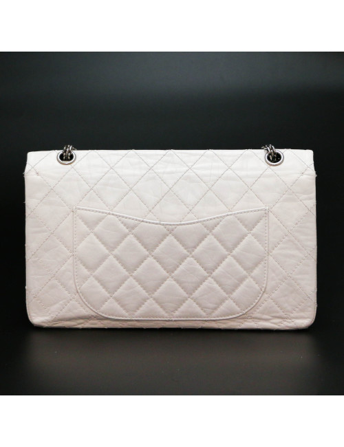 CHANEL white crumpled leather Jumbo bag