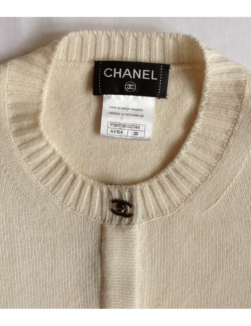 veste longue  CHANEL écrue cachemire t38 fr