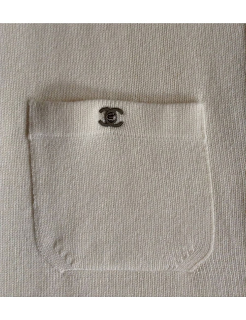 Veste longue  CHANEL écrue cachemire t38 fr